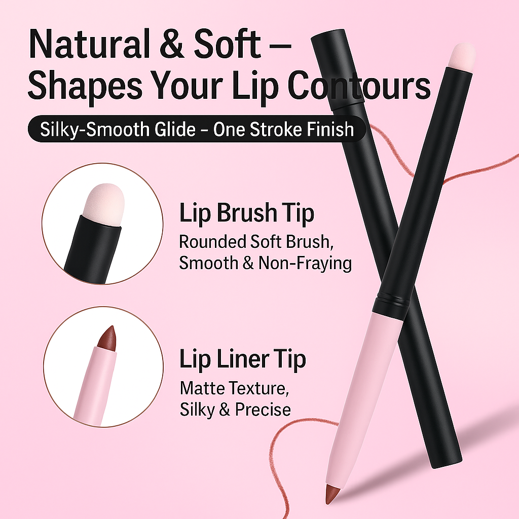 Retractable Dual-Ended Lip Brush (for Lip Liner and Lipstick)